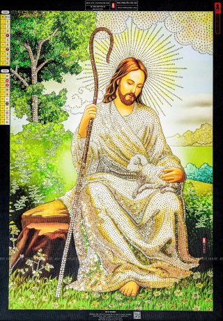 BTE Bộ Tự Đính - Chúa Và Cừu Con - Tranh Đính Kim Sa - JR011